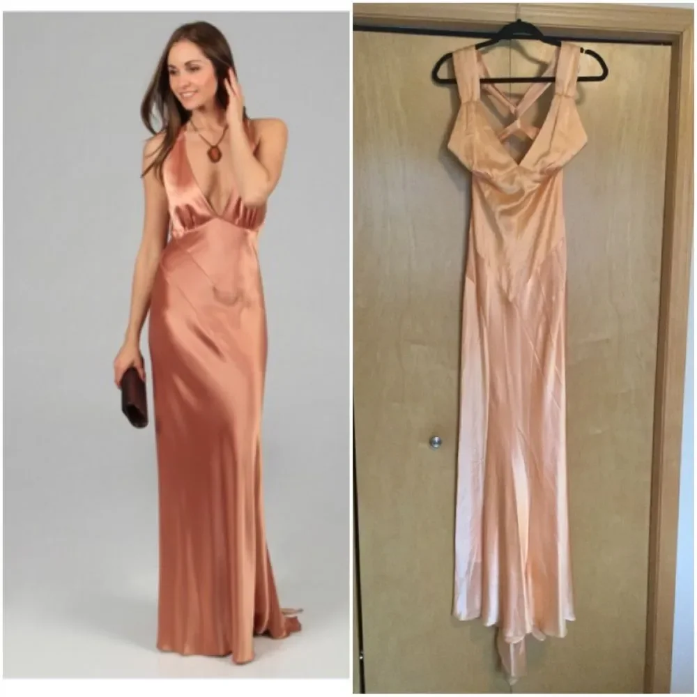 Issue NY Sleeveless Criss-Cross Open-Back Long Coral - Picture 2 of 12